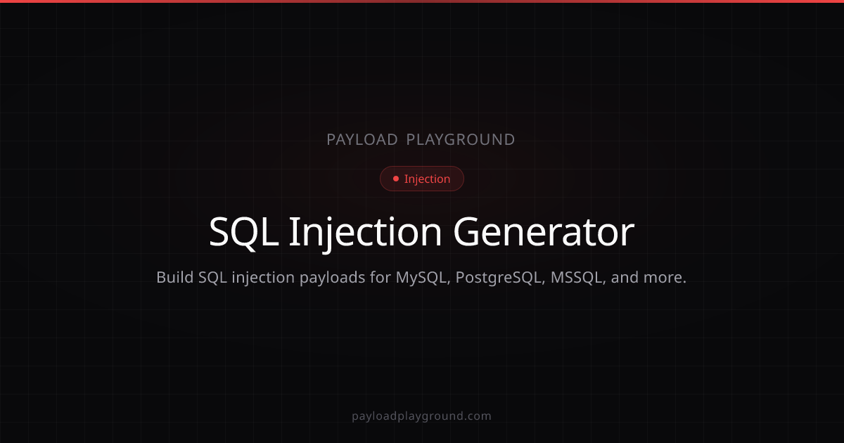 Free SQL Injection (SQLi) Payload Generator Online | Payload Playground