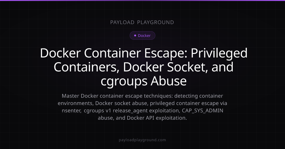Docker Container Escape: Privileged Containers, Docker Socket, and ...