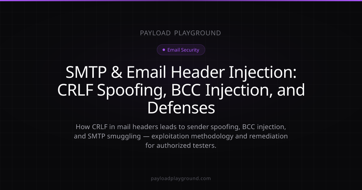SMTP & Email Header Injection: CRLF Spoofing, BCC Injection, and Defenses