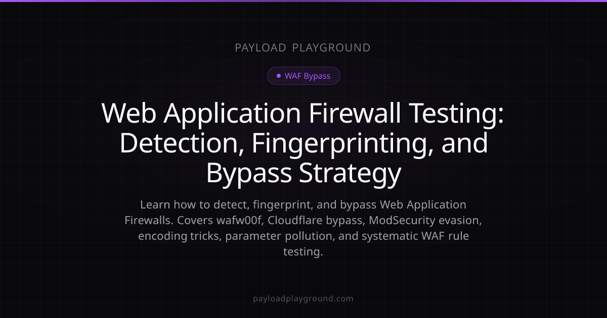 Web Application Firewall Testing: Detection, Fingerprinting, and Bypass ...