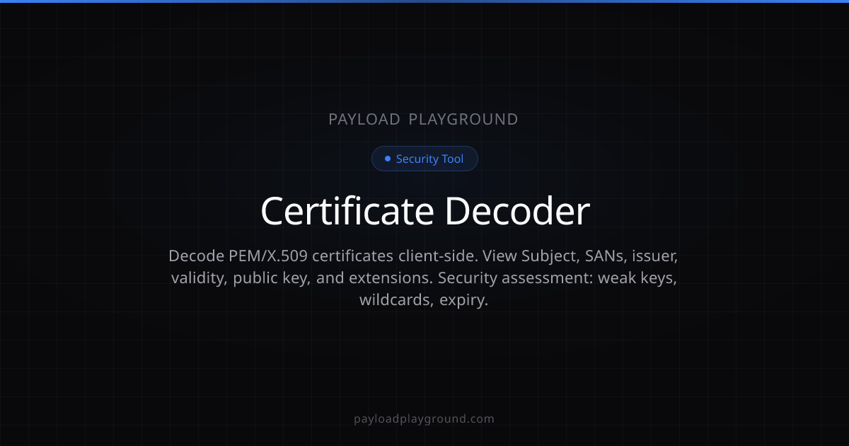 Certificate Decoder — PEM / X.509 Certificate Parser & Analyzer ...